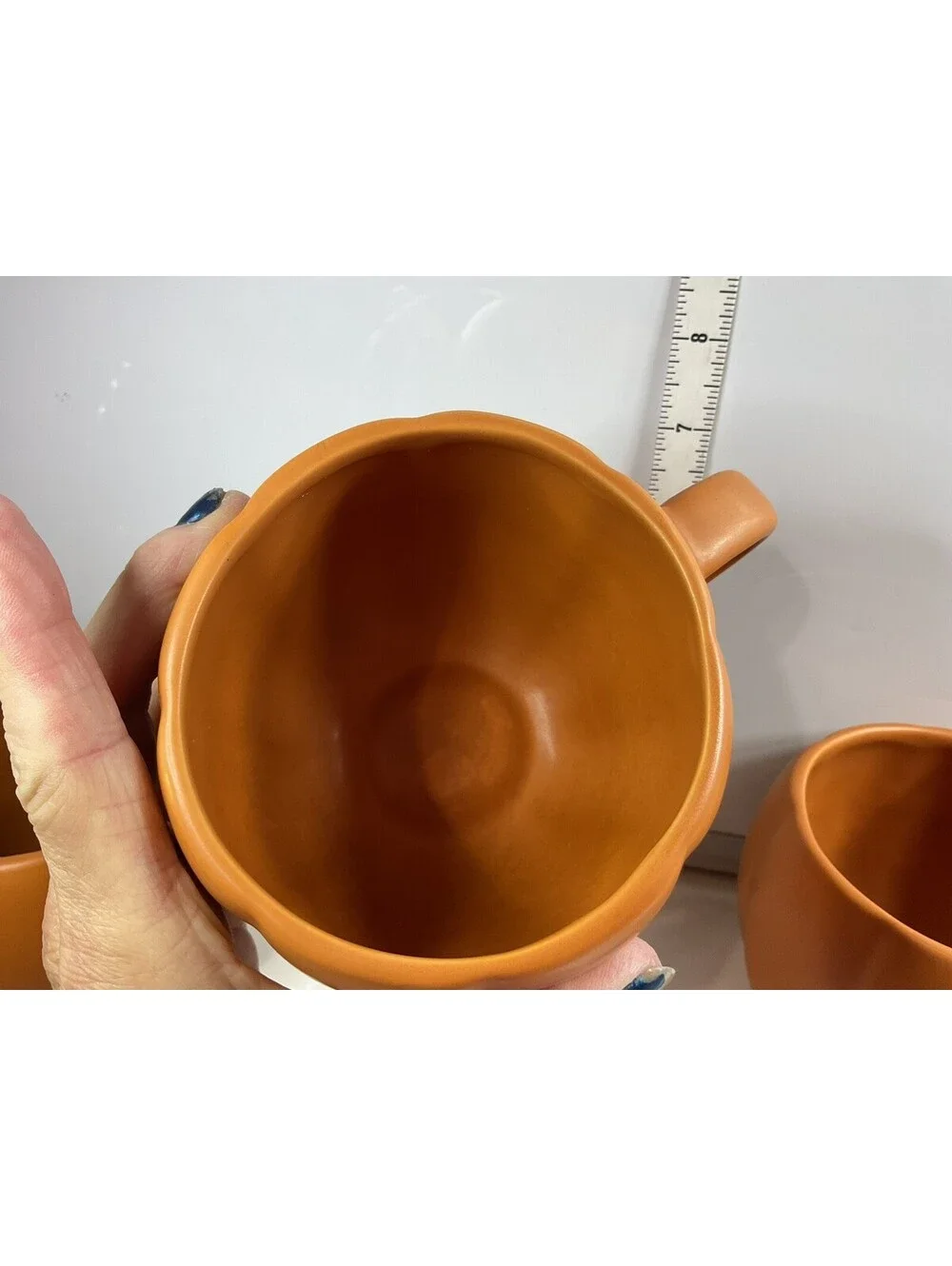 Pottery Barn Stonewear Pumpkin Mugs Set Of 4